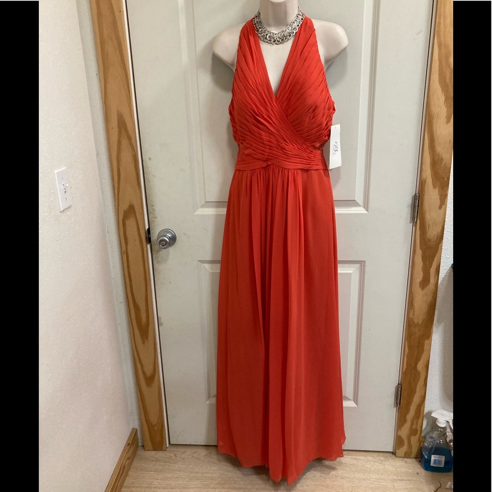 Orange gown with beaded side panels